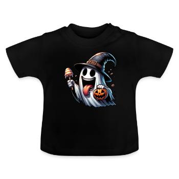 Halloween Drôle fantôme - T-shirt bio col rond Bébé - noir - Devant