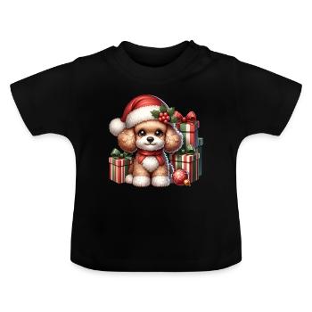 Dog Toy Poodle Christmas - Baby Organic T-Shirt with Round Neck - black - Front