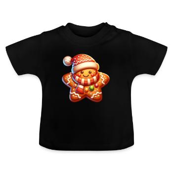 Weihnachts Lebkuchen Weihnachtsmütze - Baby Bio-T-Shirt mit Rundhals - Schwarz - Vorne