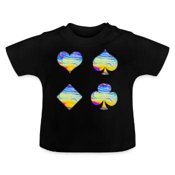 Playing cards - Baby Organic T-Shirt with Round Neck - black - Front