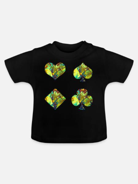 Spielkarten - Baby Bio-T-Shirt mit Rundhals - Schwarz