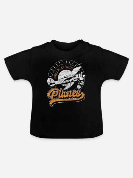 Flugzeug Flieger Testpilot - Baby Bio-T-Shirt mit Rundhals - Schwarz