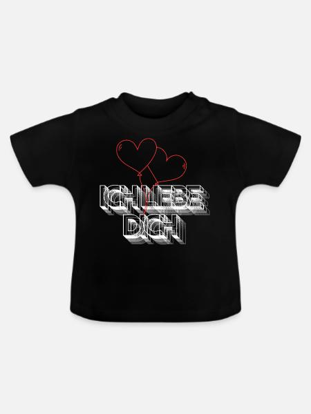 Ich liebe Dich - Baby Bio-T-Shirt mit Rundhals - Schwarz