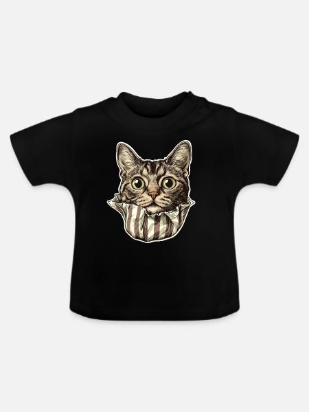 Katze im Papier - Baby Bio-T-Shirt mit Rundhals - Schwarz