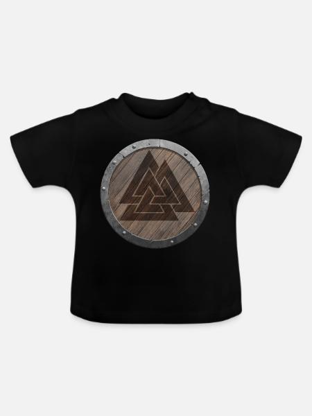 Valknut Wikingersymbol - Baby Bio-T-Shirt mit Rundhals - Schwarz