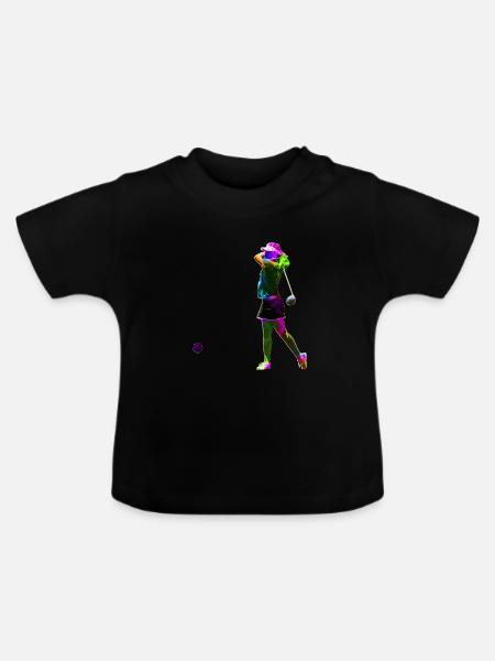 Bunte Golferin - Baby Bio-T-Shirt mit Rundhals - Schwarz
