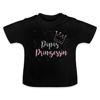 Papas Prinzessin - Baby Bio-T-Shirt mit Rundhals - Schwarz - Vorne