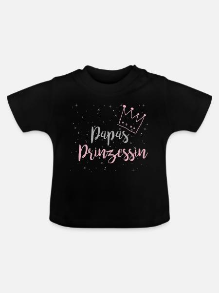 Papas Prinzessin - Baby Bio-T-Shirt mit Rundhals - Schwarz