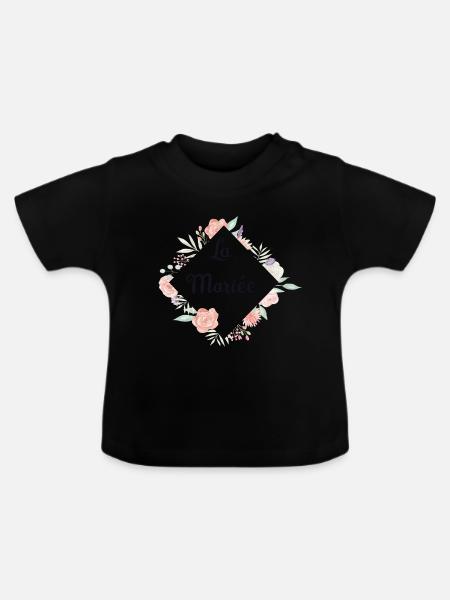 Romantische Blumen Die Braut - Baby Bio-T-Shirt mit Rundhals - Schwarz