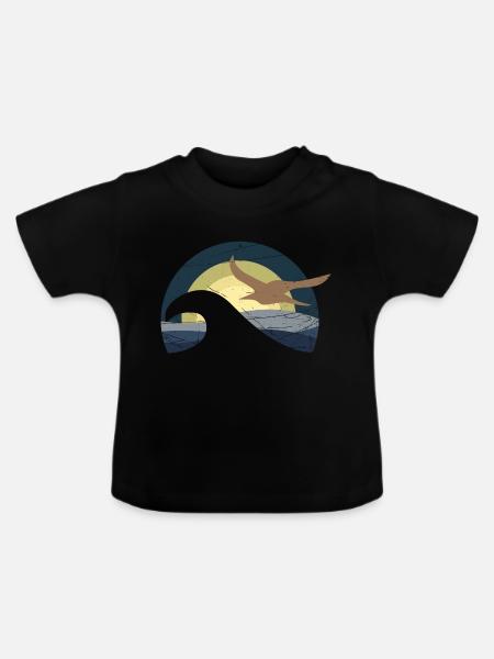 Möwe am Meer - Baby Bio-T-Shirt mit Rundhals - Schwarz