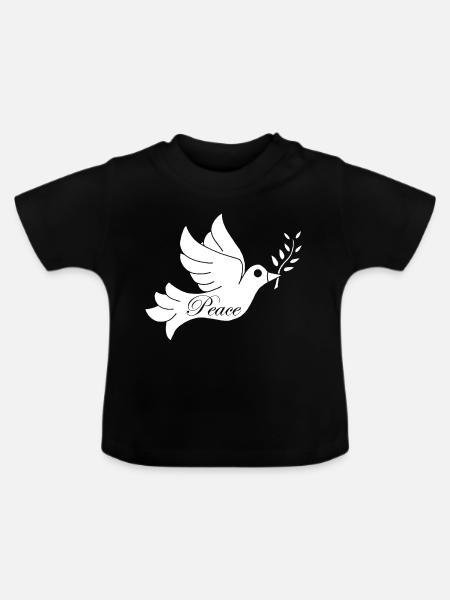 Weißer Vogel des Friedens - Baby Bio-T-Shirt mit Rundhals - Schwarz