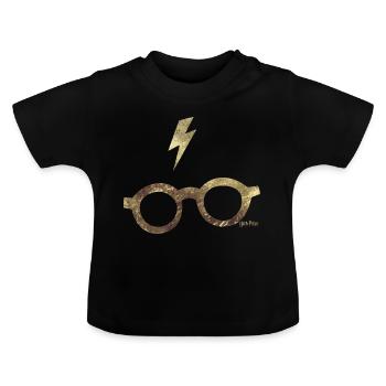 Harry Potter Brille und Narbe - Baby Bio-T-Shirt mit Rundhals - Schwarz - Vorne
