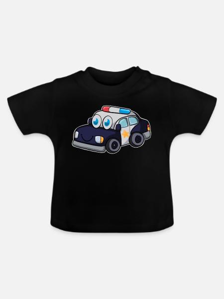 Polizeiauto - Baby Bio-T-Shirt mit Rundhals - Schwarz