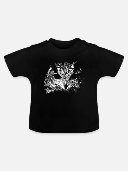 Gruselige Eule - Baby Bio-T-Shirt mit Rundhals - Schwarz