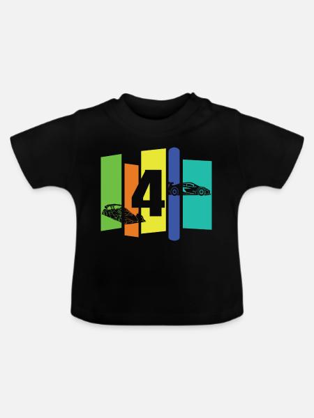 Kind vier Jahre alt - Baby Bio-T-Shirt mit Rundhals - Schwarz