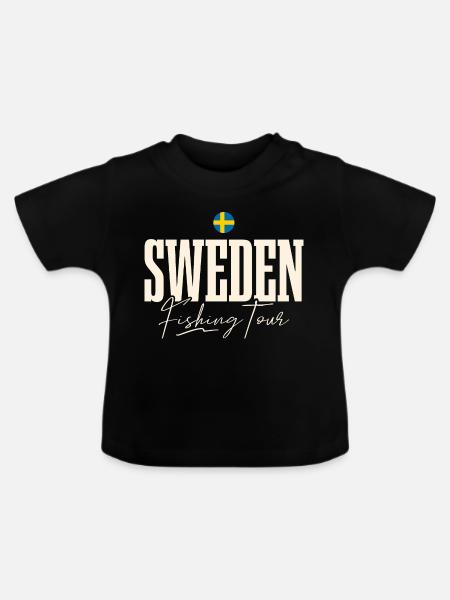 Schweden Angeltour - Baby Bio-T-Shirt mit Rundhals - Schwarz