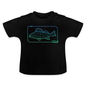 Pêche à la perche Poisson Polygone Perche Pêcheur - T-shirt bio col rond Bébé - noir - Devant