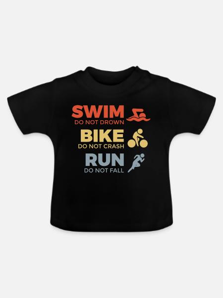 Motivierender Triathlet Spruch - Baby Bio-T-Shirt mit Rundhals - Schwarz