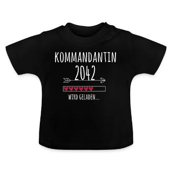 Feuerwehr Baby Feuerwehrfrau Kommandant Geschenk - Baby Bio-T-Shirt mit Rundhals - Schwarz - Vorne