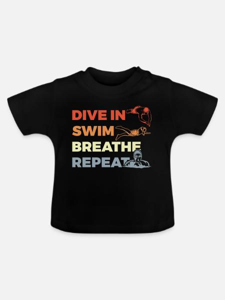 Tägliche Routine für Schwimmer - Baby Bio-T-Shirt mit Rundhals - Schwarz