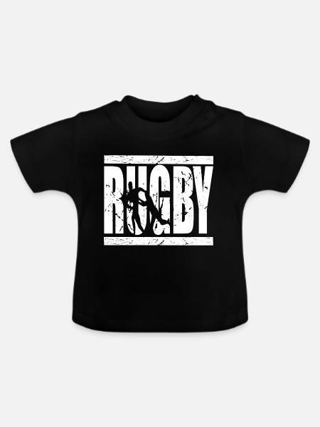 Rugby is Life - Baby Bio-T-Shirt mit Rundhals - Schwarz