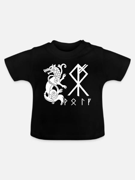 Weißer Wolf Fenrir - Baby Bio-T-Shirt mit Rundhals - Schwarz