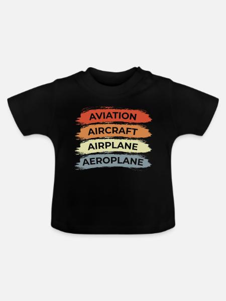 Luftfahrt Flugzeuge Luftfahrzeuge - Baby Bio-T-Shirt mit Rundhals - Schwarz