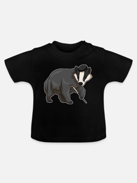 Dachs Maler Pinsel Malen - Baby Bio-T-Shirt mit Rundhals - Schwarz