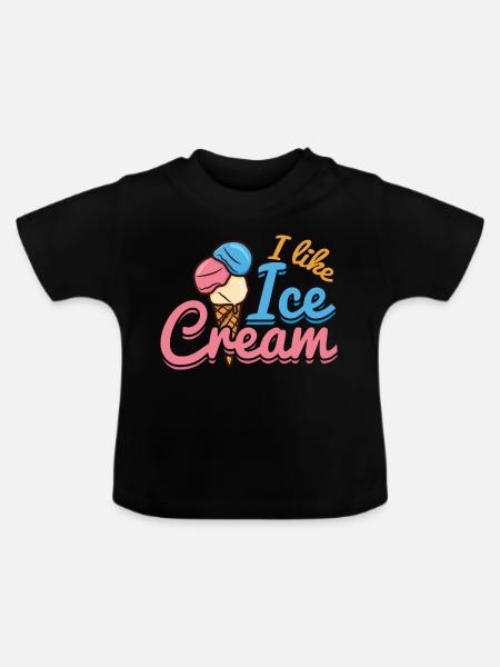 Eiscreme Liebe - Baby Bio-T-Shirt mit Rundhals - Schwarz