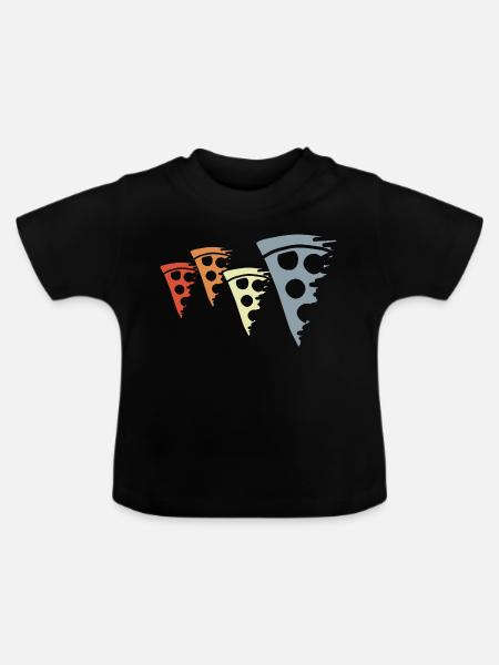 Retro Pizza Skizze - Baby Bio-T-Shirt mit Rundhals - Schwarz