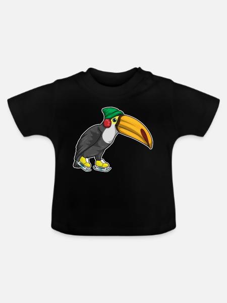 Tukan Eislaufen Schlittschuhe - Baby Bio-T-Shirt mit Rundhals - Schwarz
