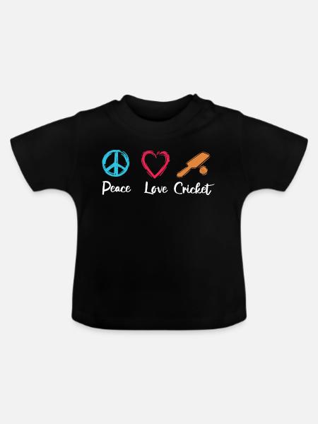 Frieden Liebe Cricket - Baby Bio-T-Shirt mit Rundhals - Schwarz