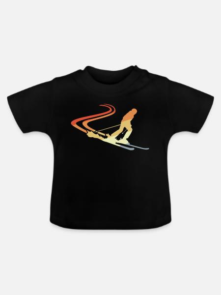Lustige Skifahrer Zeichnung - Baby Bio-T-Shirt mit Rundhals - Schwarz