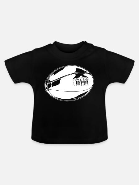 Rugbyball Zeichnung - Baby Bio-T-Shirt mit Rundhals - Schwarz