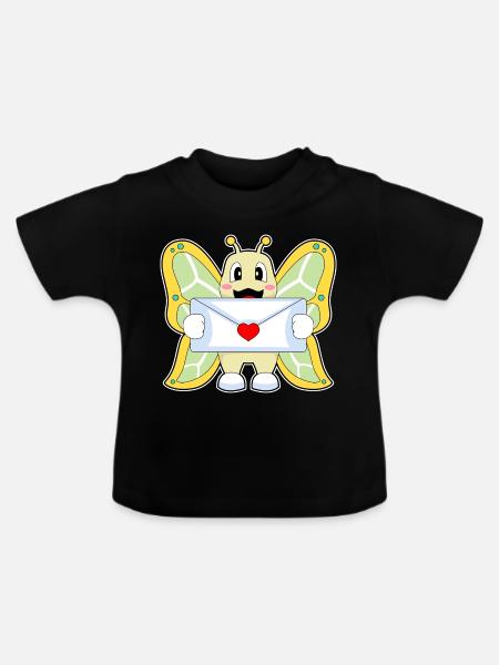 Schmetterling Liebesbrief - Baby Bio-T-Shirt mit Rundhals - Schwarz