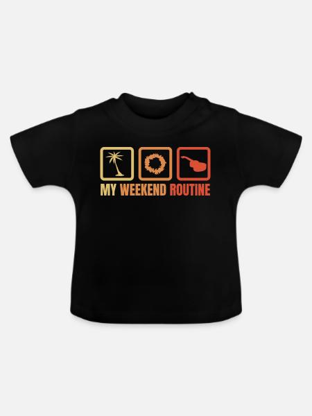 Meine Wochenendroutine - Baby Bio-T-Shirt mit Rundhals - Schwarz