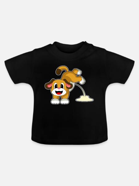 Hund Toilette - Baby Bio-T-Shirt mit Rundhals - Schwarz