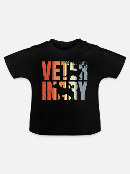 Retro Veterinär - Baby Bio-T-Shirt mit Rundhals - Schwarz