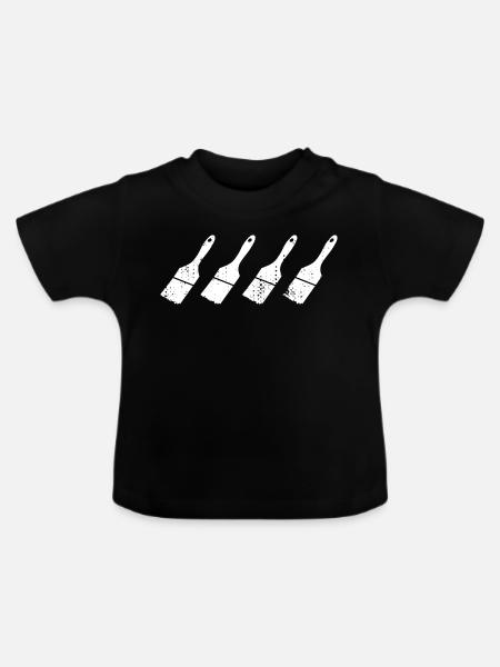 Malerpinsel Skizze - Baby Bio-T-Shirt mit Rundhals - Schwarz