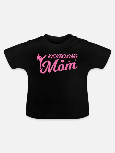 Kickboxing Mom - Baby Bio-T-Shirt mit Rundhals - Schwarz