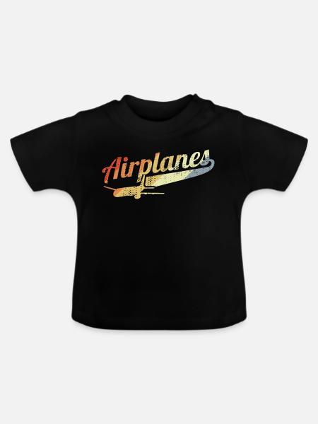 Retro Flugzeuge - Baby Bio-T-Shirt mit Rundhals - Schwarz