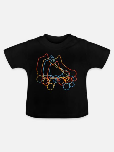 Retro Rollschuhe - Baby Bio-T-Shirt mit Rundhals - Schwarz