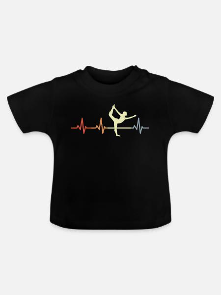 Yoga Kardiogramm - Baby Bio-T-Shirt mit Rundhals - Schwarz