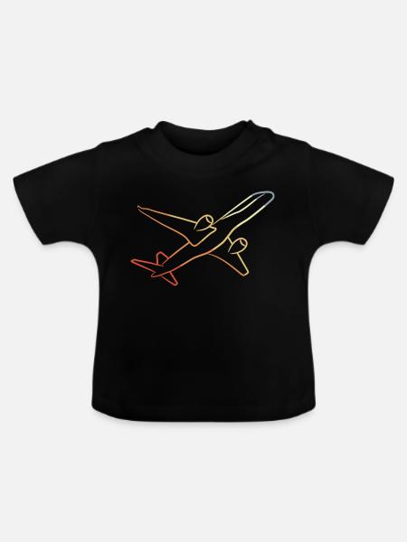 Retro Flugzeug - Baby Bio-T-Shirt mit Rundhals - Schwarz