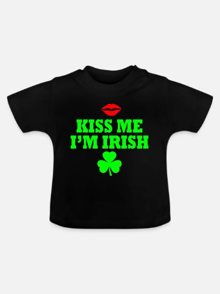 Kiss me im irish - Baby Bio-T-Shirt mit Rundhals - Schwarz