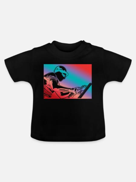 Schweißer Retro Look - Baby Bio-T-Shirt mit Rundhals - Schwarz