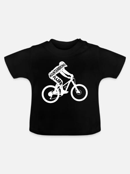 Mountainbike Motivationsspruch - Baby Bio-T-Shirt mit Rundhals - Schwarz