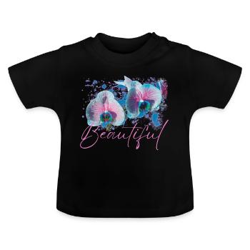 Fleurs Beautiful Aphrodite - T-shirt bio col rond Bébé - noir - Devant