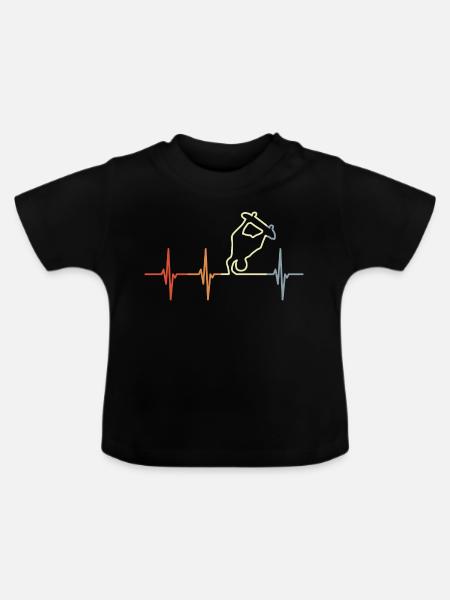 Skateboarder Kardiogramm - Baby Bio-T-Shirt mit Rundhals - Schwarz
