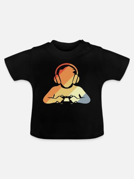 Gamer Retro Look - Baby Bio-T-Shirt mit Rundhals - Schwarz
